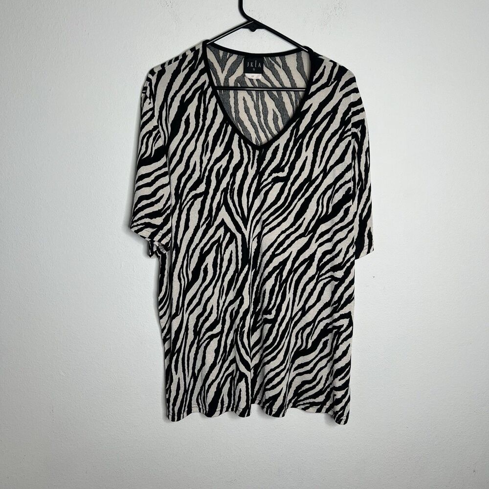 JKLA California Cream/Black Short  Sleeves Women’s Blouse Top Size 2X